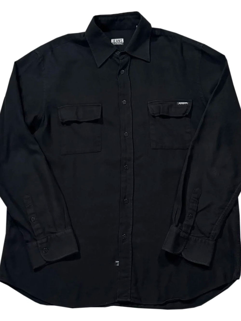 Vintage Iceberg Jeans Black Button Down Shirt (Size XXL)